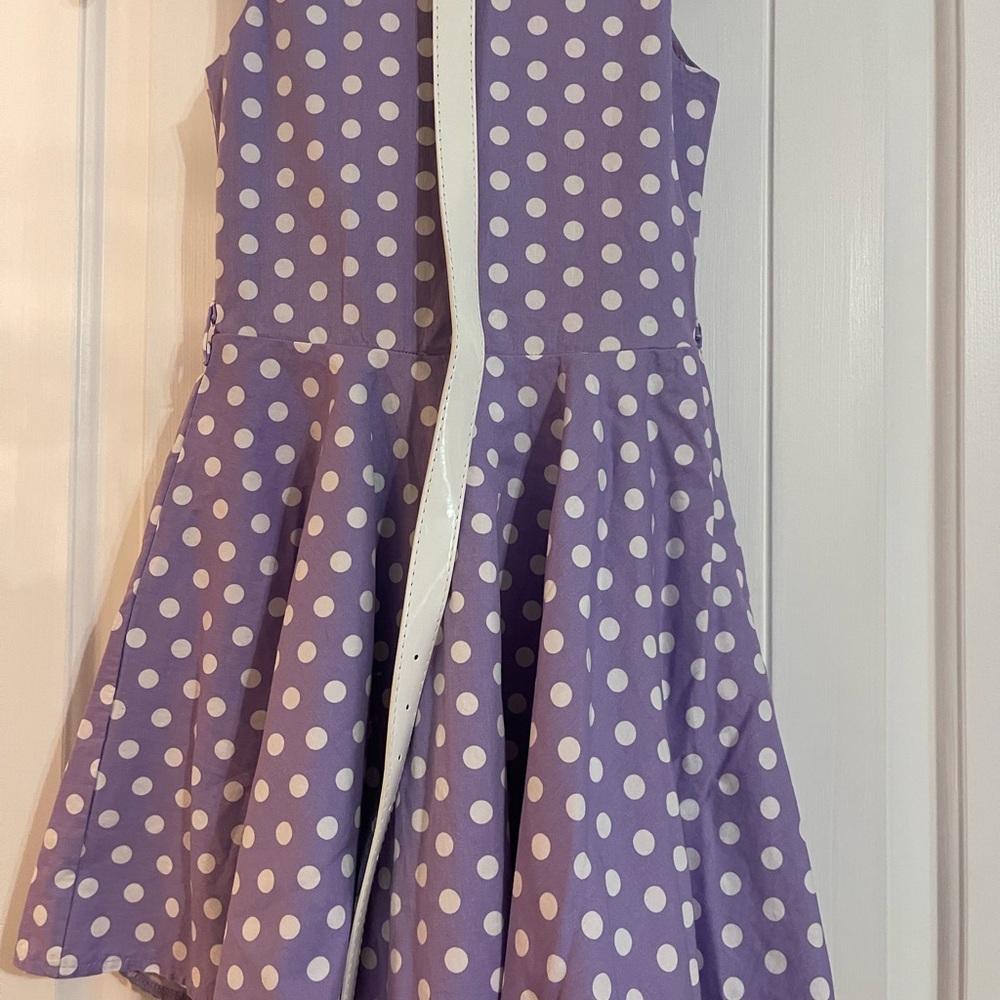 Black Butterfly 5/6 Girls' Purple Polka Dot Sleeveless Dress Classic Party Style